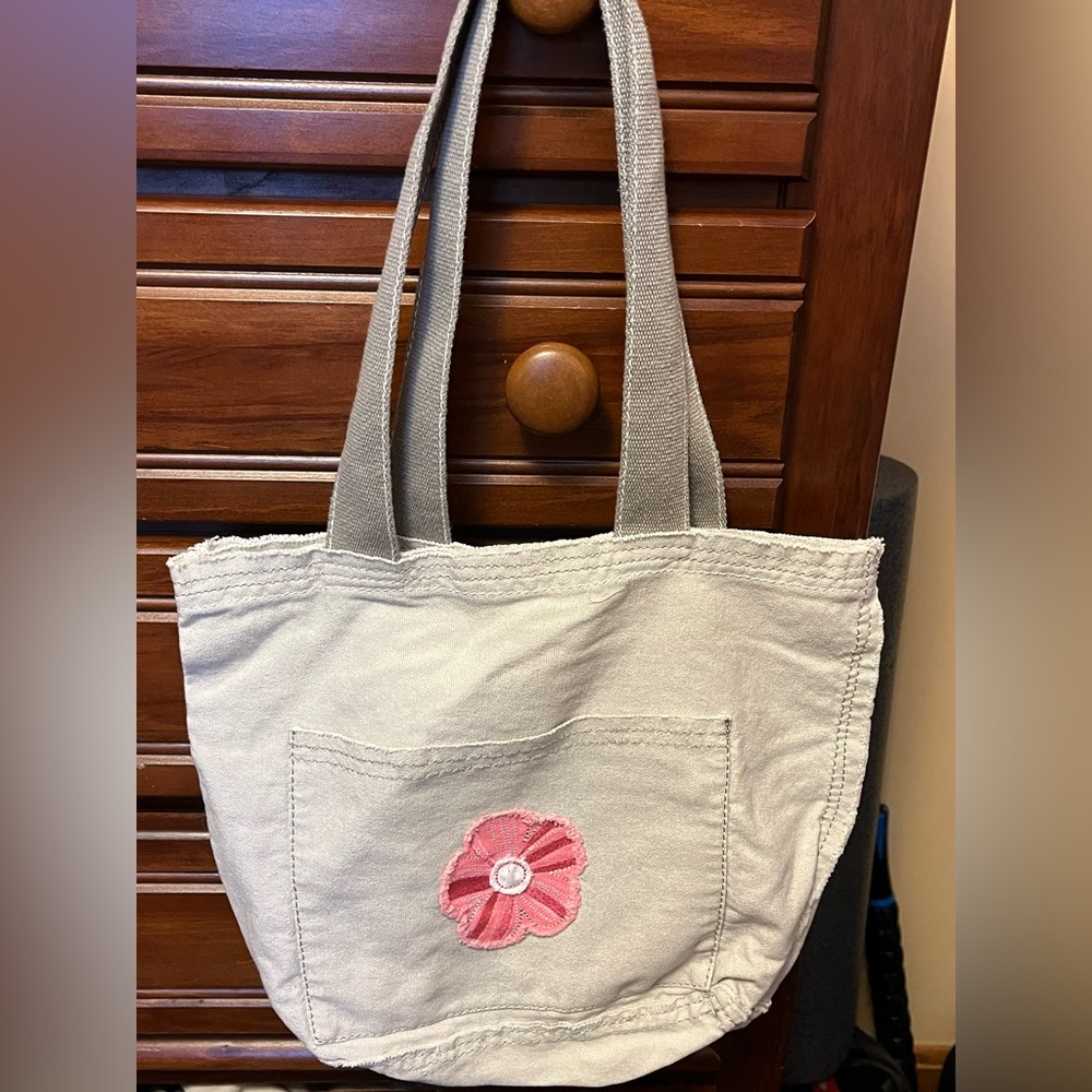 Thirty one Tote Bag with Pink Flower Embellishment